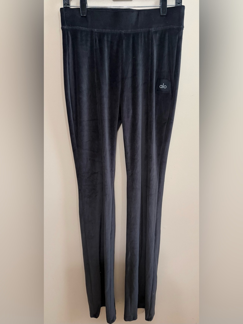 ALO Yoga Chocolate Charcoal Velour Jogger/Track Pants Tall Girl Friendly Sz L
